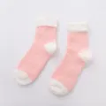 Pink and white patchwork coral fleece socks, thickened winter warm home sleep cozy socks. - One Size / Color 6