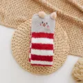Winter coral fleece striped socks for women, thick cozy sleep socks with cute animal ears. - One Size / Color #16