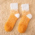 Gemütliche Winter Korallenfleece Socken in Weiß-Orange mit Farbverlauf für warme Füße. - Einheitsgröße / Weiß-Orange Verlauf