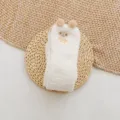 Women winter coral fleece long cozy sleep socks with cute pom pom and bear embroidery - One Size / Color #17