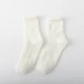 White fluffy coral fleece anti slip cozy fuzzy winter sleep socks for women indoor home wear - One Size / Off-White