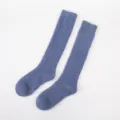 Women's thick coral fleece long sleep socks, cozy winter warm over-calf fuzzy thermal socks. - One Size / Blue Gray