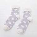 Morbidi calzini invernali in pile corallo con cuori bianchi caldi per la casa e sonno - Taglia unica / Colore 6