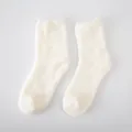 Witte pluizige koraalfleece slaapsokken, dikke en warme pluche wintersokken voor dames. - Eén maat / Kleur 11