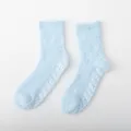 Light blue winter thick coral fleece socks with anti-slip grip dots, cozy home sleep socks. - One Size / Light Blue