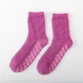 Thick coral fleece winter socks with anti-slip pink grip soles, cozy purple home sleep socks. - One Size / Fuschia