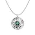 Silberne Sonnenblumen-Halskette mit grünem Edelstein, stilvoller minimalistischer Anhänger Schmuck. - Grüner Strass Stil (X1159) / Grün