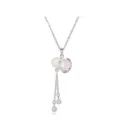 Close-up of pink gourd pendant necklace with tassel and coin charms, delicate silver chain. - X1080 Gourd Necklace Silver