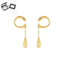 Goldene Tropfen Kette Ohrklemmen, minimalistische Clip-On Ohrringe für den Alltag. - Gold Paar Mit Schaubox (ES936)