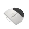 Stainless steel dough scraper detail view, showing ergonomic black handle and scale markings clearly. - Semi-Circular Flour Cutter