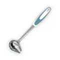 Stainless steel oil pouring spoon with non-slip handle, kitchen side spout ladle. - Blue