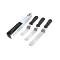 Edelstahl Kuchenspatel 3er Set mit ergonomischem Griff zum Backen und Cremeverteilen. - Kuchenspatel Dreiteiliges Set (Farbkartonverpackung) / Schwarz