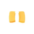 Yellow silicone pot handle covers, heat resistant pot ear grips for kitchen cooking tools. - Yellow