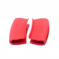 Red silicone pot handle covers, heat resistant pan ear clips for kitchen cooking tools - Red