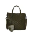 Sac à bandoulière tissé vert pour femmes, élégant sac seau avec poignée et sangle. - Vert