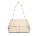Beige chic underarm shoulder bag, stylish minimalist faux leather handbag variant. - Beige