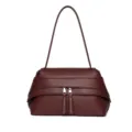 Burgundy women shoulder bag vintage PU leather underarm handbag stylish casual daily purse - Burgundy