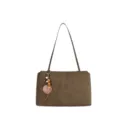 Retro braune Wildleder Achseltasche Schultertasche fuer Damen, modische Freizeittasche. - Ohne Anhänger / Grün