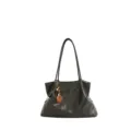 Damen Retro dunkelgrüne Leder Shopper Tasche große Kapazität lässige Umhängetasche - Ohne Anhänger / Grün