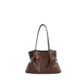 Retro braune große Tote Bag für Damen, modische Pendler Einzel-Schulter Achseltasche. - Ohne Anhänger / Braun