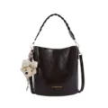 Sac seau marron rétro pour femme, élégant sac à main en cuir avec joli pendentif. - Sans pendentif / Café