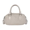 Borsa a tracolla e spalla da donna in tessuto beige texture variante stile moda chic. - Bianco