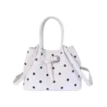 Sac à main à pois blancs pour femme, sac bandoulière élégant en cuir PU avec poignée. - Blanc