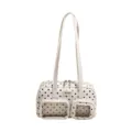 Trendy white polka dot bowling bag women large capacity shoulder underarm bag - No Pendant / White