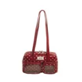 Red polka dot bowling shoulder bag women stylish casual tote daily commute handbag - No Pendant / Red