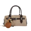 Retro koreanischer Stil Boston Handtasche Damen, lässige Herbst Winter Kissen Schultertasche. - Ohne Anhänger / Khaki