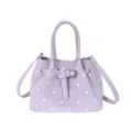 Sac à main pour femme violet lavande à pois, élégant sac bandoulière en cuir PU. - Violet