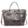 Borsa Shopper Stampa Leopardo in PVC Borsa a Tracolla Casual Grande Capacità Donna Mod - Kaki