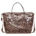 Borsa tote da donna con stampa leopardata e tracolla, grande borsa casual elegante. - Marrone