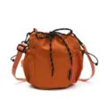 Nylon drawstring bucket crossbody bag, casual outdoor sports fashion versatile shoulder bag. - Orange