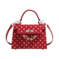 Red polka dot women shoulder bag stylish top handle messenger bag casual daily purse handbag - No Pendant / Red