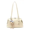 Beige Retro Große Kapazität Schultertasche mit Süßem Bären Anhänger für Sommer Pendeln Neu - Ohne Anhänger / Gebrochenes Weiß