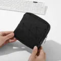 Mini PU geometrische maandverband opbergtas draagbare cosmetische tas voor meisjes - Zwart