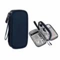Double layer navy blue digital storage bag for cables, power bank, and hard drive. - Navy Blue