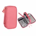 Double-layer pink digital storage bag for cables, power banks and travel electronics. - Pink