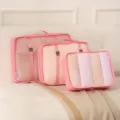 Rosa 3-teiliges Reise-Packtaschen Set, Mesh Kleidung Organizer Taschen für Koffer. - Rosa Mesh