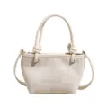 Modische Damen Canvas Eimer Tasche mit Knoten Griff und Schultergurt fuer den Fruehling. - Ohne Anhänger / Weiß