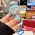 Cute cartoon mini microphone keychain with cute bear design, perfect bag pendant gift. - Blue Shiba Inu