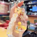 Cute acrylic quicksand ice cream keychain pendant with lovely fruit slices and bowknot charm. - Fruit Popsicle - Orange