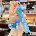 Cute acrylic liquid quicksand keychain detail, blue ice cream pendant with strap. - Fruit Popsicle - Blueberry