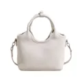 Borsa a secchiello minimalista in pelle PU con manico e tracolla per donne eleganti. - Bianco senza ciondolo