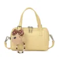 Gelbe Boston Tasche mit süßem Bärenanhänger, PU Leder Handtasche Umhängetasche für Damen Variante. - Gelb Ohne Anhänger