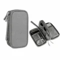 Gray multi-functional electronic accessory storage bag, double-layer design for cables and power banks. - Dark Gray