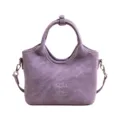 Borsa a secchiello viola da donna, elegante borsa a tracolla con manico rotondo. - Viola Senza Ciondolo