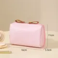Draagbare Koreaanse roze cosmetische tas met strik, mini reismake-up opbergtasje. - S / Roze