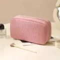 Roze corduroy cosmetische tas grote capaciteit draagbare reis make-up pouch dames etui - Roze